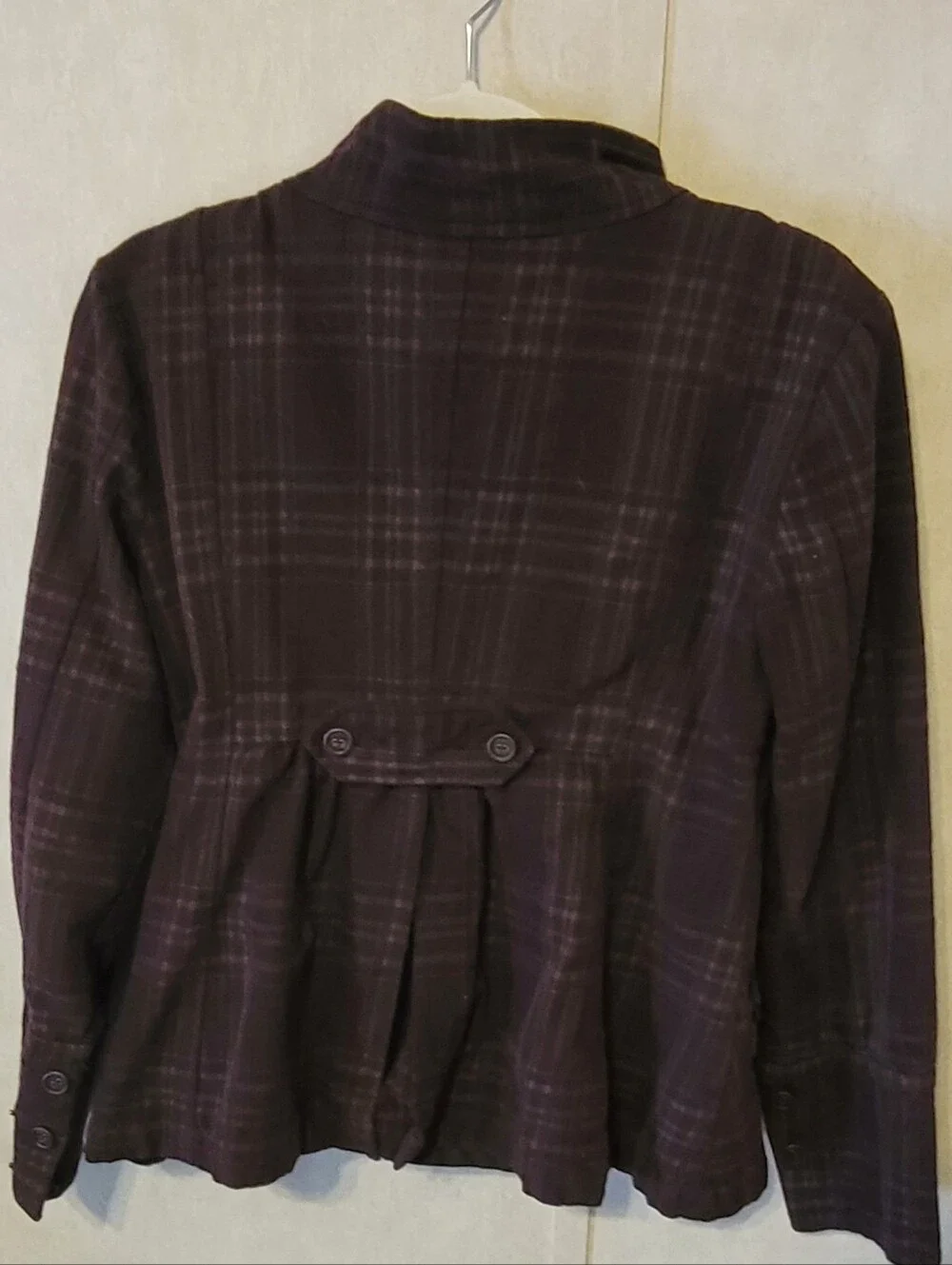DKNY Women's Purple And Brown Plaid Babydoll Style Jacket Size M - Picture 2 of 6